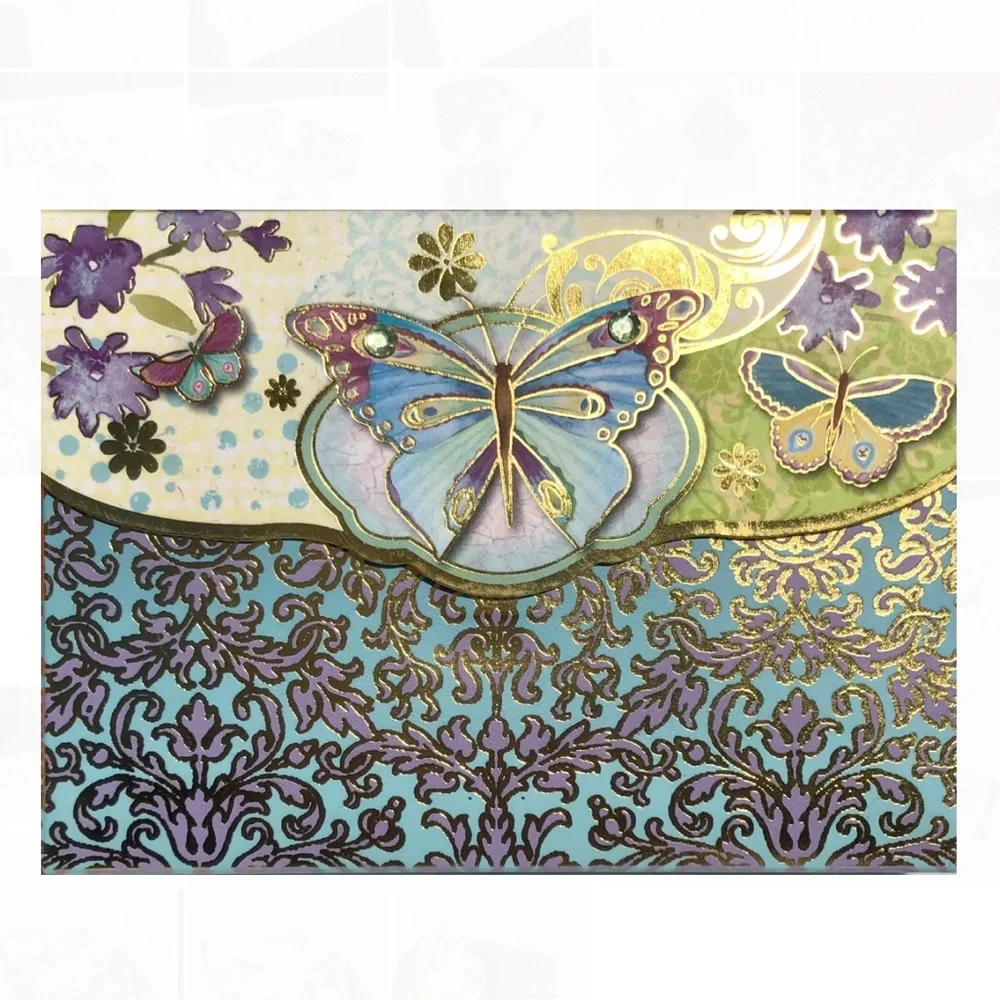 Pooch & Sweetheart Purple Butterfly Embellished Pouch (96830) (no cards)